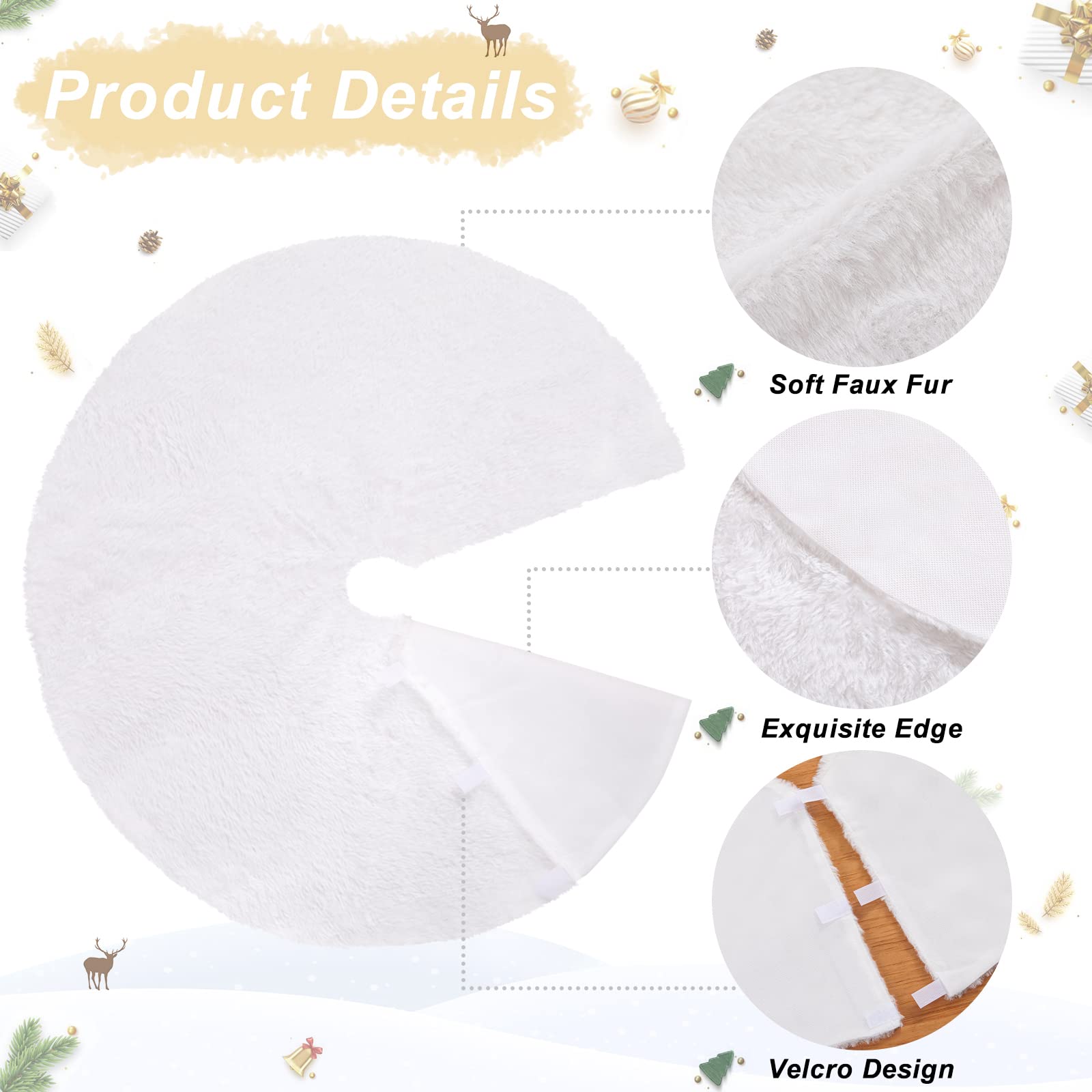 Foto 3 pulgar | Falda Soardream Para Árbol De Navidad, Piel Sintética, 120 Cm, Color Blanco - Venta Internacional.