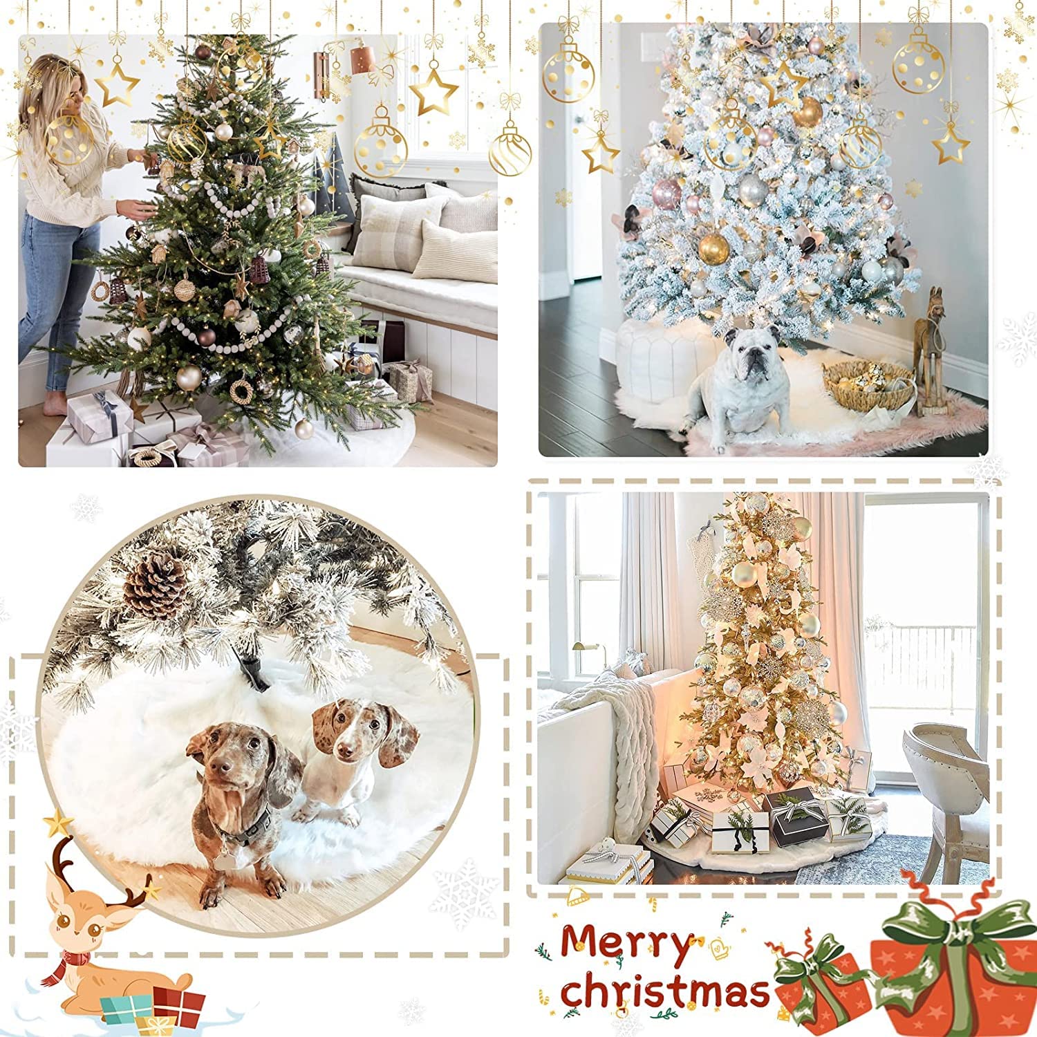 Foto 5 pulgar | Falda Soardream Para Árbol De Navidad, Piel Sintética, 120 Cm, Color Blanco - Venta Internacional.