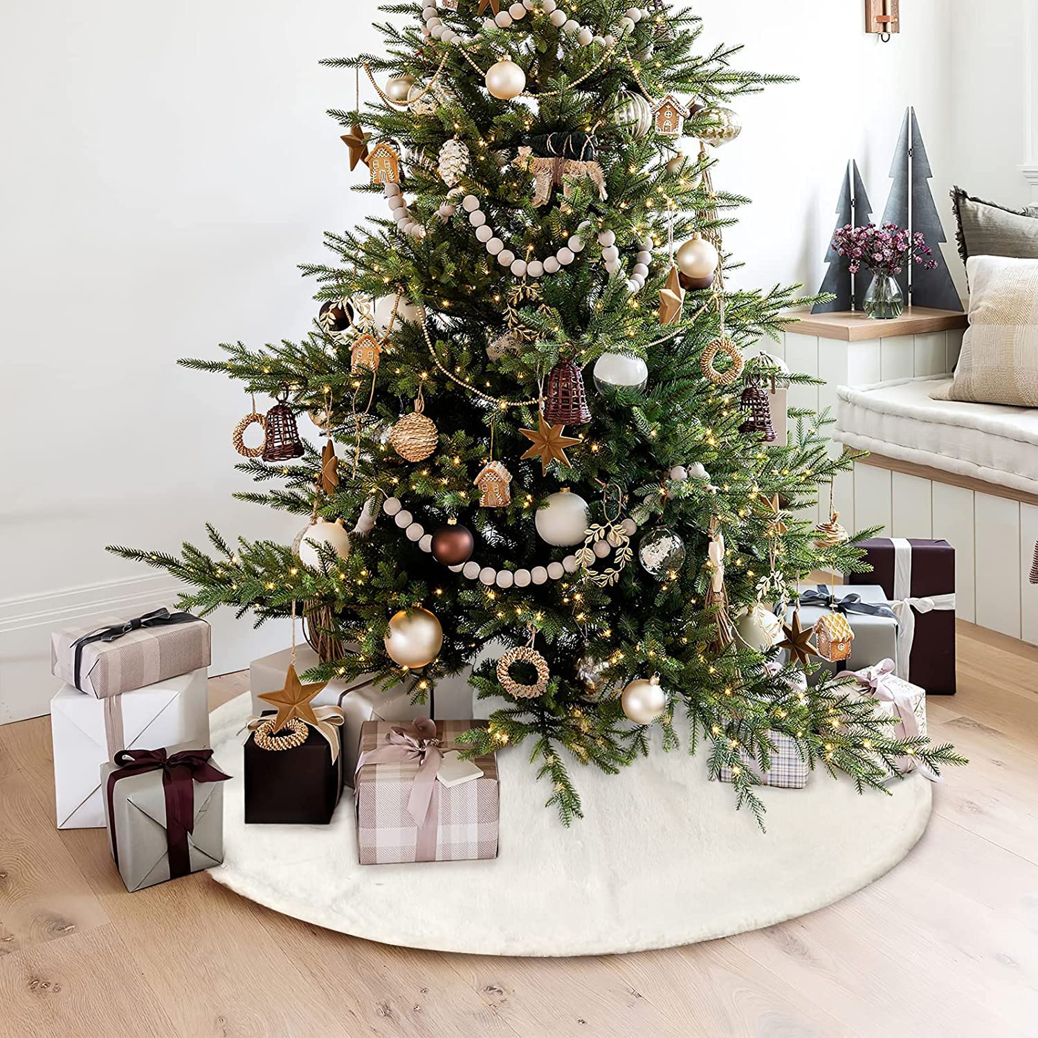 Foto 7 pulgar | Falda Soardream Para Árbol De Navidad, Piel Sintética, 120 Cm, Color Blanco - Venta Internacional.