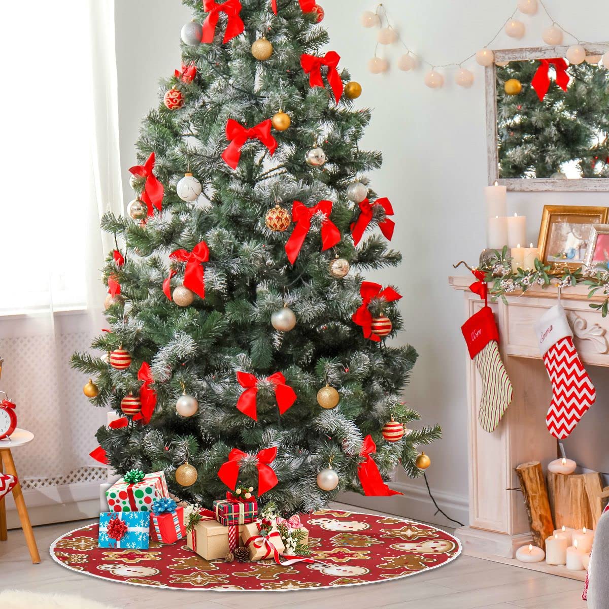 Foto 4 | Falda De Árbol De Navidad Wamika Red Gingerbread Man De Poliéster - Venta Internacional.