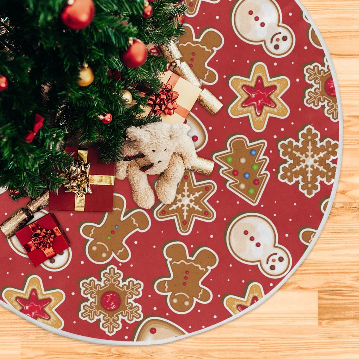 Foto 6 pulgar | Falda De Árbol De Navidad Wamika Red Gingerbread Man De Poliéster - Venta Internacional.