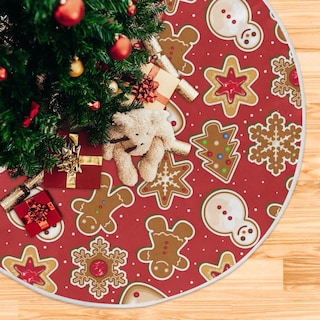 Foto 5 | Falda De Árbol De Navidad Wamika Red Gingerbread Man De Poliéster - Venta Internacional.