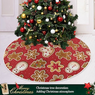 Foto 6 | Falda De Árbol De Navidad Wamika Red Gingerbread Man De Poliéster - Venta Internacional.