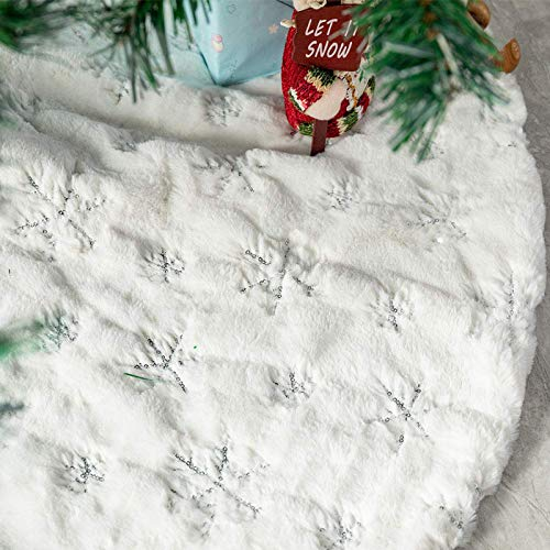 Foto 4 pulgar | Falda Deggod Para Árbol De Navidad, Piel Sintética De Felpa Blanca Como La Nieve, 122 Cm - Venta Internacional.