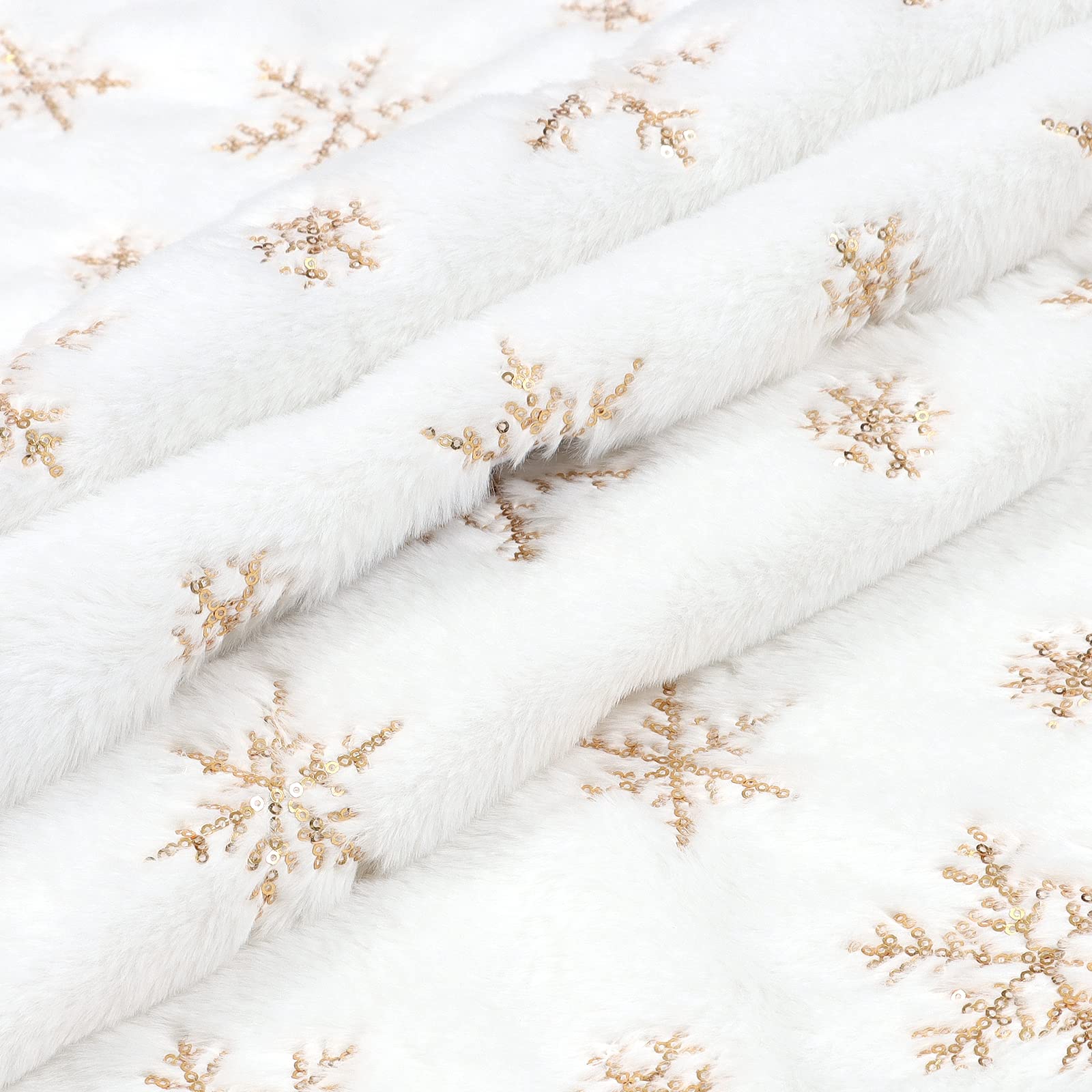 Foto 4 pulgar | Falda Dremisland Para Árbol De Navidad, Piel Sintética Blanca Y Dorada, 90 Cm - Venta Internacional.