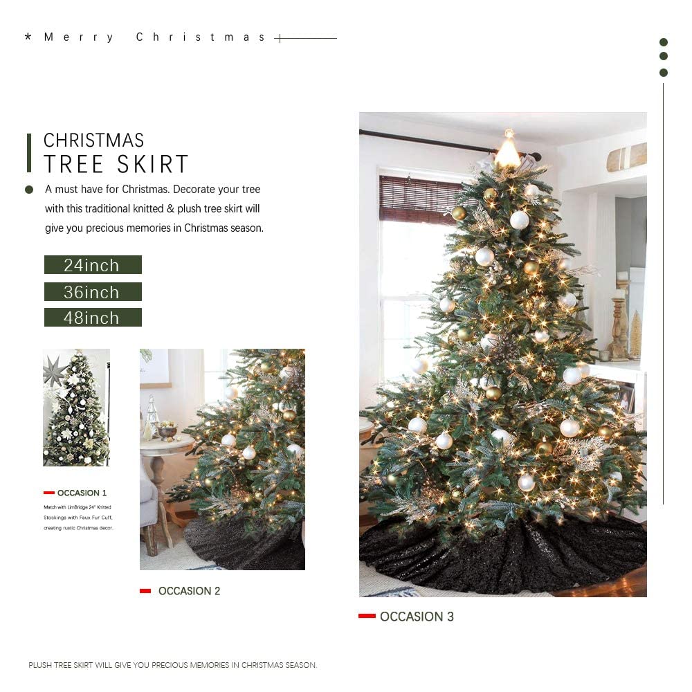 Foto 2 | Falda B-cool Para Árbol De Navidad, Lentejuelas Negras, 122 Cm De Diámetro - Venta Internacional.