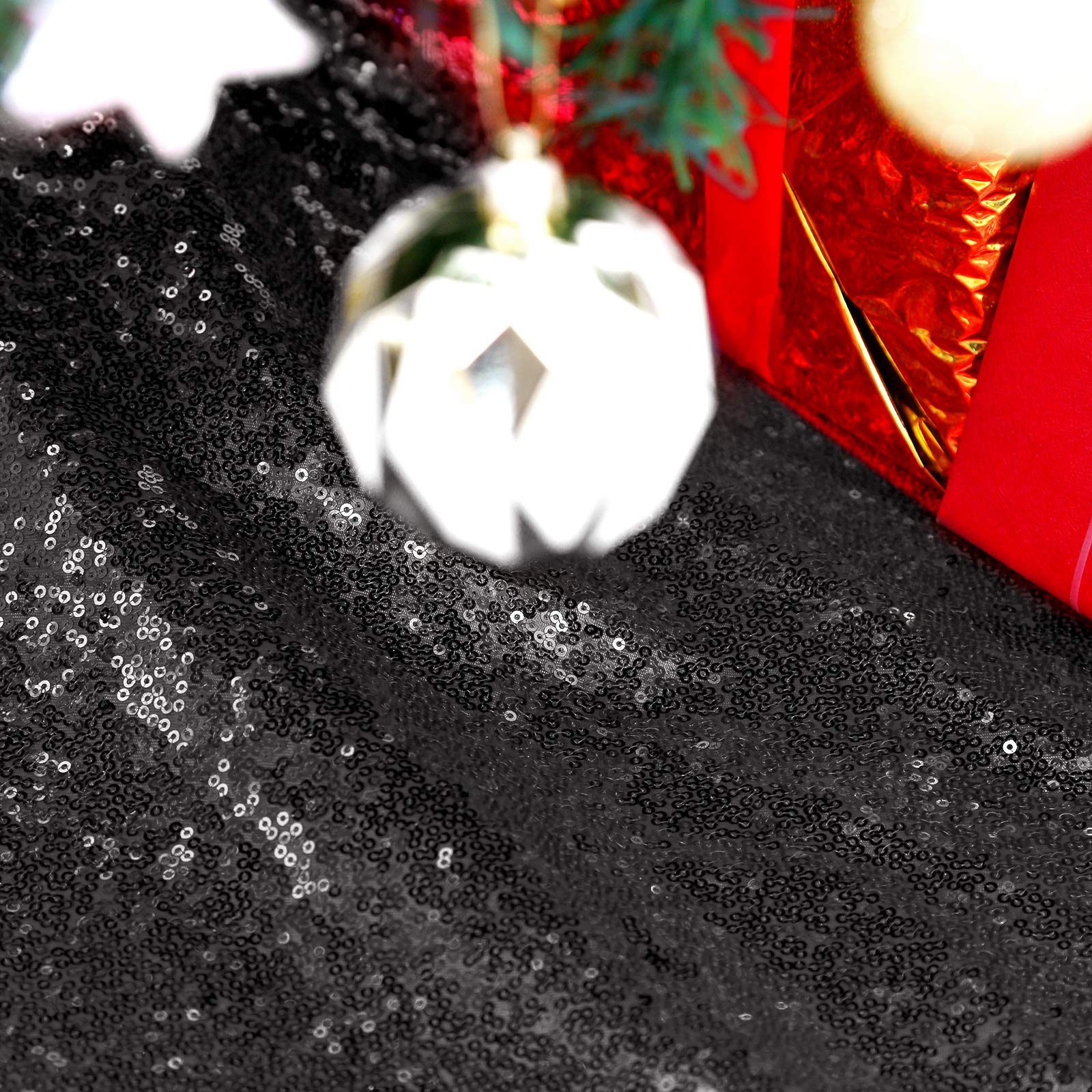 Foto 7 pulgar | Falda B-cool Para Árbol De Navidad, Lentejuelas Negras, 122 Cm De Diámetro - Venta Internacional.