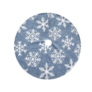 Foto 1 | Falda Para Árbol De Navidad Huoguo, Estampado De Nieve De Terciopelo Azul, 122 Cm - Venta Internacional.
