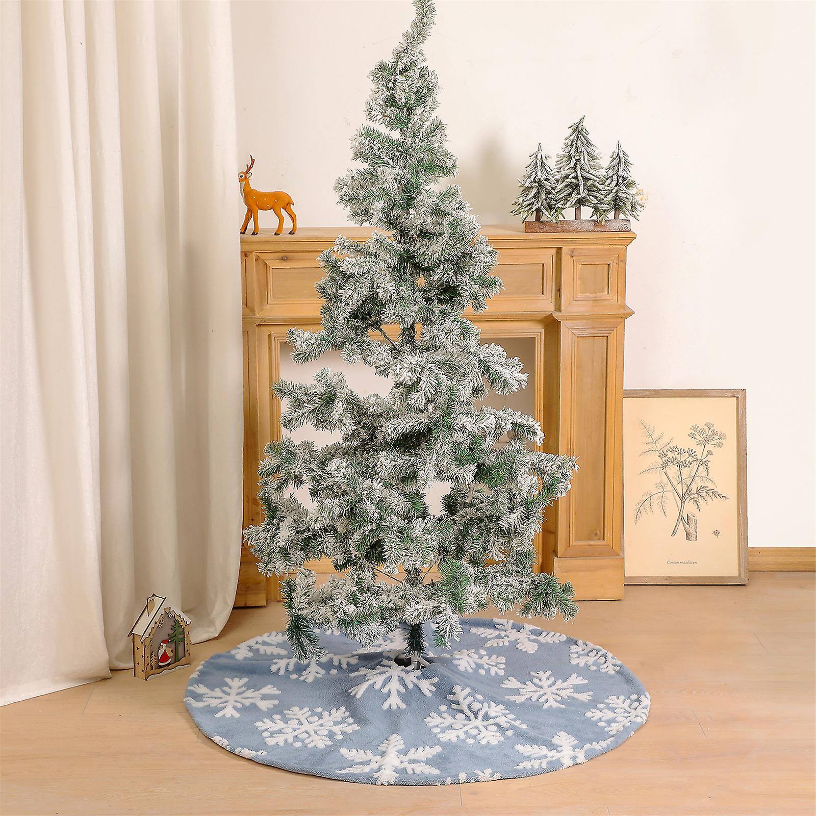 Foto 4 pulgar | Falda Para Árbol De Navidad Huoguo, Estampado De Nieve De Terciopelo Azul, 122 Cm - Venta Internacional.