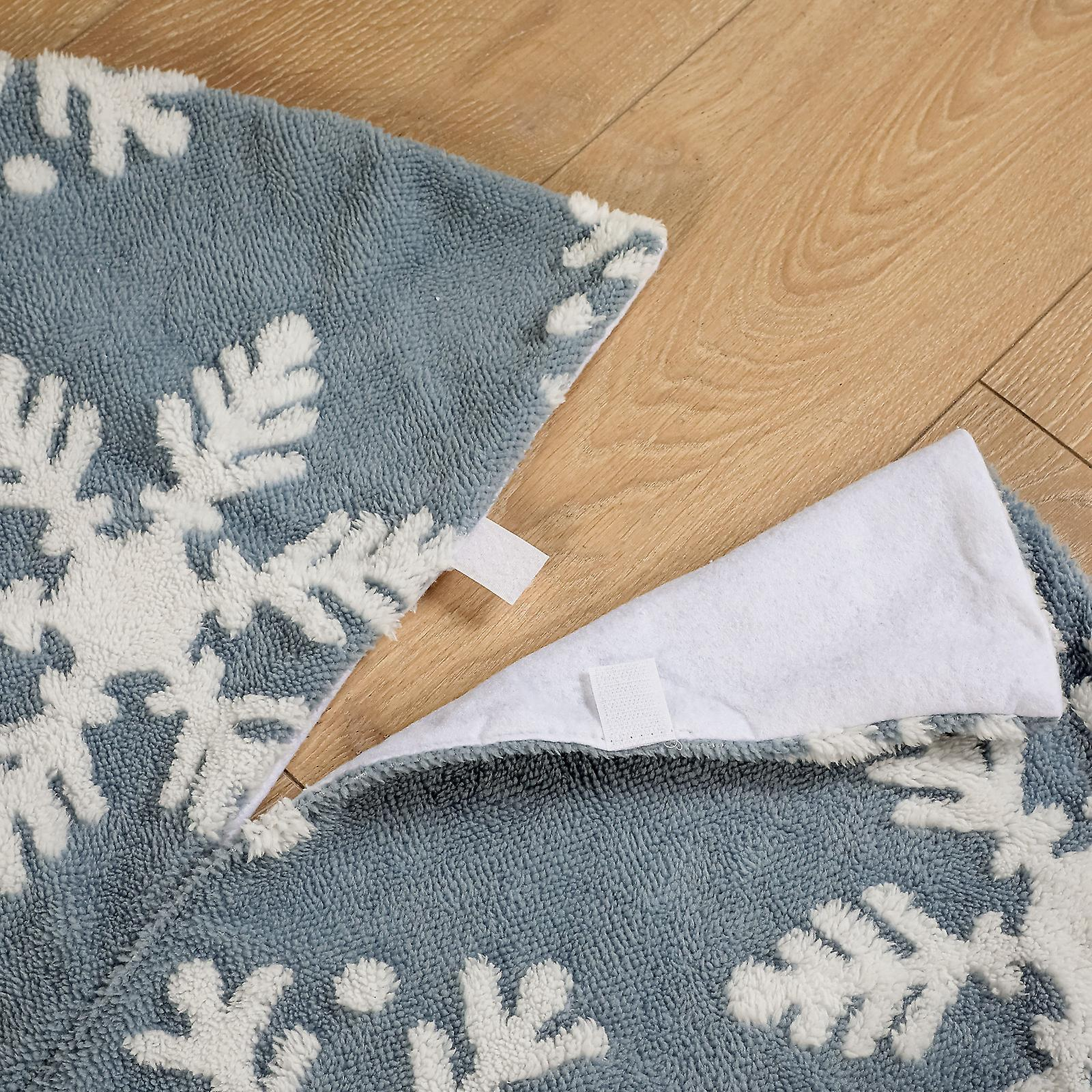 Foto 6 pulgar | Falda Para Árbol De Navidad Huoguo, Estampado De Nieve De Terciopelo Azul, 122 Cm - Venta Internacional.