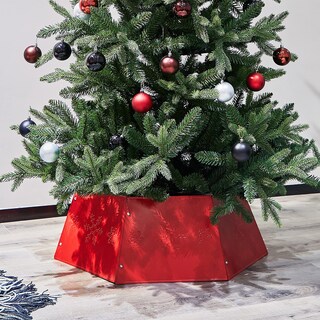 Foto 1 | Anillo Para Árbol De Navidad Forup De Metal Rojo Con Diseño De Copos De Nieve 3d - Venta Internacional.