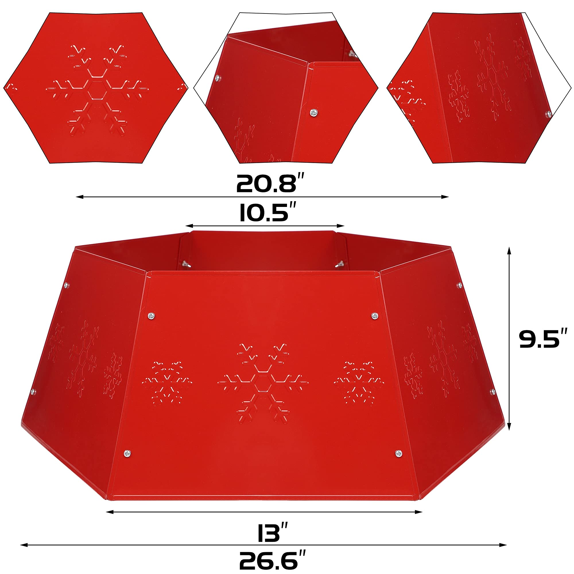Foto 3 pulgar | Anillo Para Árbol De Navidad Forup De Metal Rojo Con Diseño De Copos De Nieve 3d - Venta Internacional.