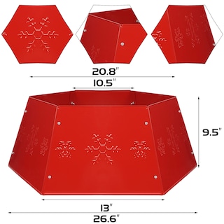 Foto 2 | Anillo Para Árbol De Navidad Forup De Metal Rojo Con Diseño De Copos De Nieve 3d - Venta Internacional.