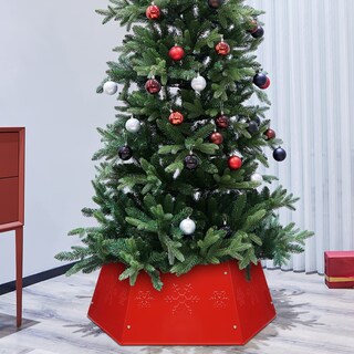 Foto 5 | Anillo Para Árbol De Navidad Forup De Metal Rojo Con Diseño De Copos De Nieve 3d - Venta Internacional.