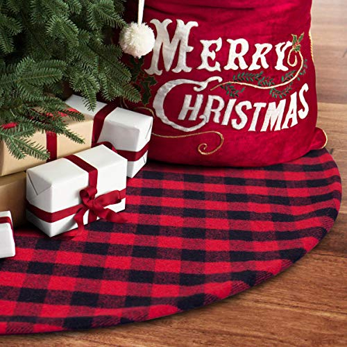 Foto 1 | Falda Para Árbol De Navidad S-deal, A Cuadros Rojos Y Negros, 92 Cm De Diámetro - Venta Internacional.