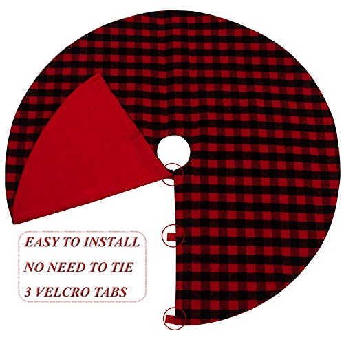 Foto 3 | Falda Para Árbol De Navidad S-deal, A Cuadros Rojos Y Negros, 92 Cm De Diámetro - Venta Internacional.