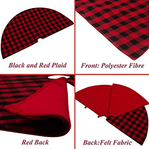 Foto 5 pulgar | Falda Para Árbol De Navidad S-deal, A Cuadros Rojos Y Negros, 92 Cm De Diámetro - Venta Internacional.