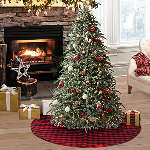 Foto 8 pulgar | Falda Para Árbol De Navidad S-deal, A Cuadros Rojos Y Negros, 92 Cm De Diámetro - Venta Internacional.
