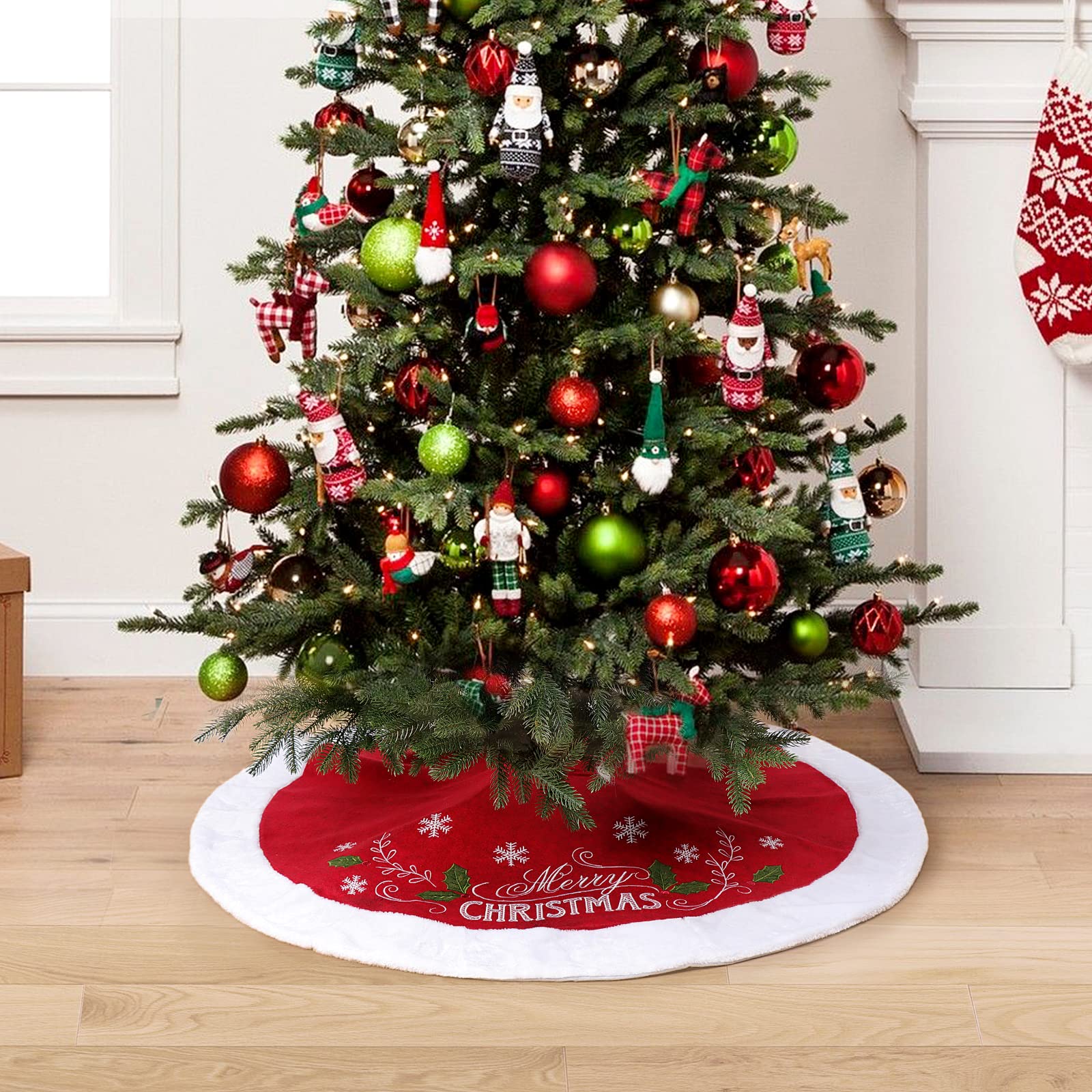Foto 8 pulgar | Falda Bordada Para Árbol De Navidad Xamshor, 122 Cm De Diámetro - Venta Internacional.