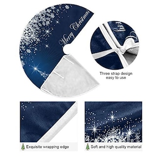 Foto 2 | Falda Para Árbol De Navidad Attx, Diseño De Copos De Nieve, Color Azul Invierno, 90 Cm - Venta Internacional.