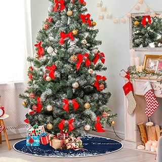 Foto 4 | Falda Para Árbol De Navidad Attx, Diseño De Copos De Nieve, Color Azul Invierno, 90 Cm - Venta Internacional.
