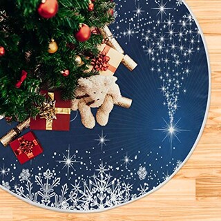 Foto 5 | Falda Para Árbol De Navidad Attx, Diseño De Copos De Nieve, Color Azul Invierno, 90 Cm - Venta Internacional.