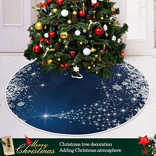 Foto 7 pulgar | Falda Para Árbol De Navidad Attx, Diseño De Copos De Nieve, Color Azul Invierno, 90 Cm - Venta Internacional.