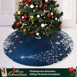 Foto 6 | Falda Para Árbol De Navidad Attx, Diseño De Copos De Nieve, Color Azul Invierno, 90 Cm - Venta Internacional.