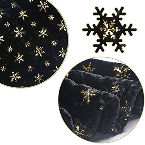 Foto 5 pulgar | Falda Para Árbol De Navidad Amidaky, Piel Sintética Negra Y Dorada, 122 Cm - Venta Internacional.