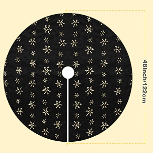 Foto 6 pulgar | Falda Para Árbol De Navidad Amidaky, Piel Sintética Negra Y Dorada, 122 Cm - Venta Internacional.