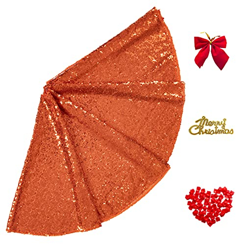 Foto 2 pulgar | Falda Para Árbol De Navidad, Lentejuelas Shinybeauty, 122 Cm, Color Naranja - Venta Internacional.