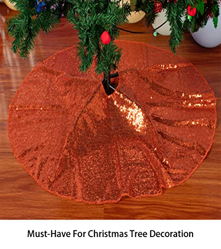 Foto 5 pulgar | Falda Para Árbol De Navidad, Lentejuelas Shinybeauty, 122 Cm, Color Naranja - Venta Internacional.