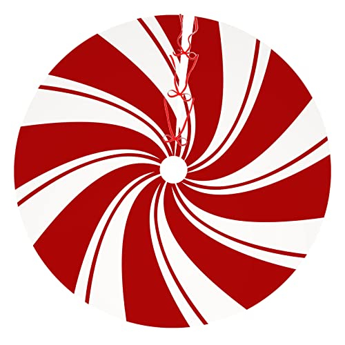Foto 2 pulgar | Falda Para Árbol De Navidad Ajiiusv, Espiral Roja, 122 Cm, Lata De Caramelos Dulces - Venta Internacional.