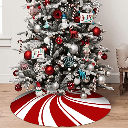 Foto 4 pulgar | Falda Para Árbol De Navidad Ajiiusv, Espiral Roja, 122 Cm, Lata De Caramelos Dulces - Venta Internacional.