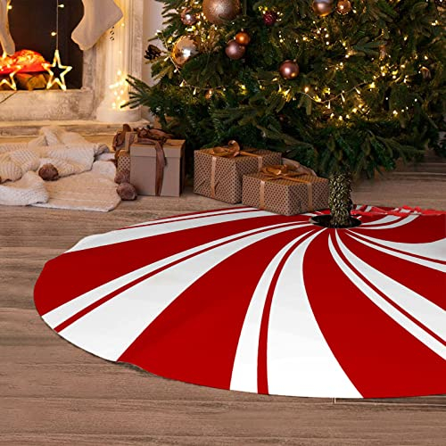Foto 5 pulgar | Falda Para Árbol De Navidad Ajiiusv, Espiral Roja, 122 Cm, Lata De Caramelos Dulces - Venta Internacional.