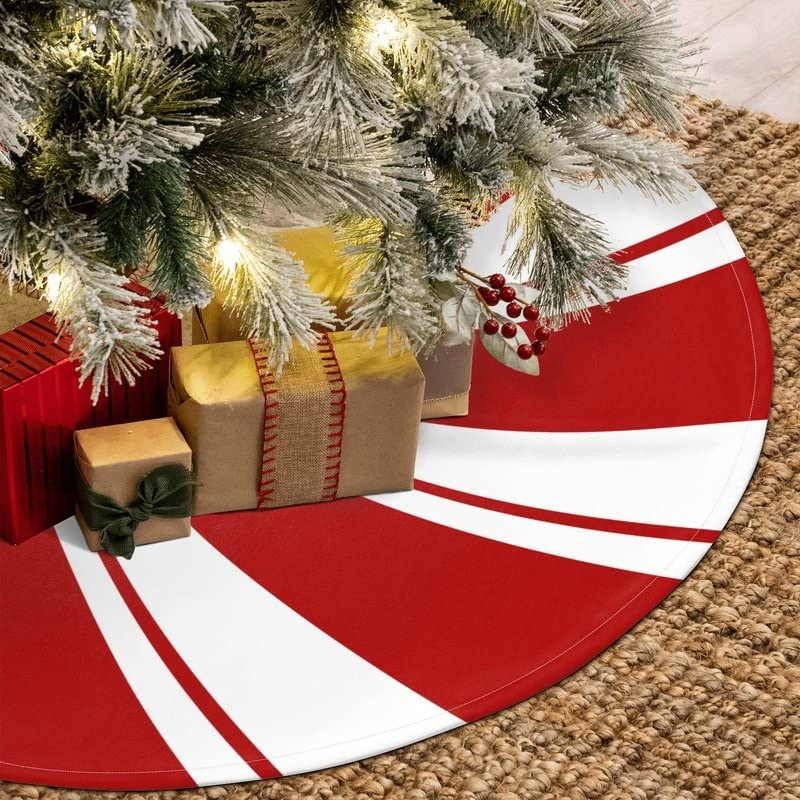 Foto 6 pulgar | Falda Para Árbol De Navidad Ajiiusv, Espiral Roja, 122 Cm, Lata De Caramelos Dulces - Venta Internacional.