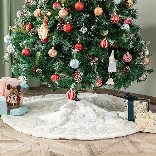 Foto 3 pulgar | Falda Para Árbol De Navidad Amidaky, Piel Sintética Blanca, 78 Cm De Diámetro - Venta Internacional.