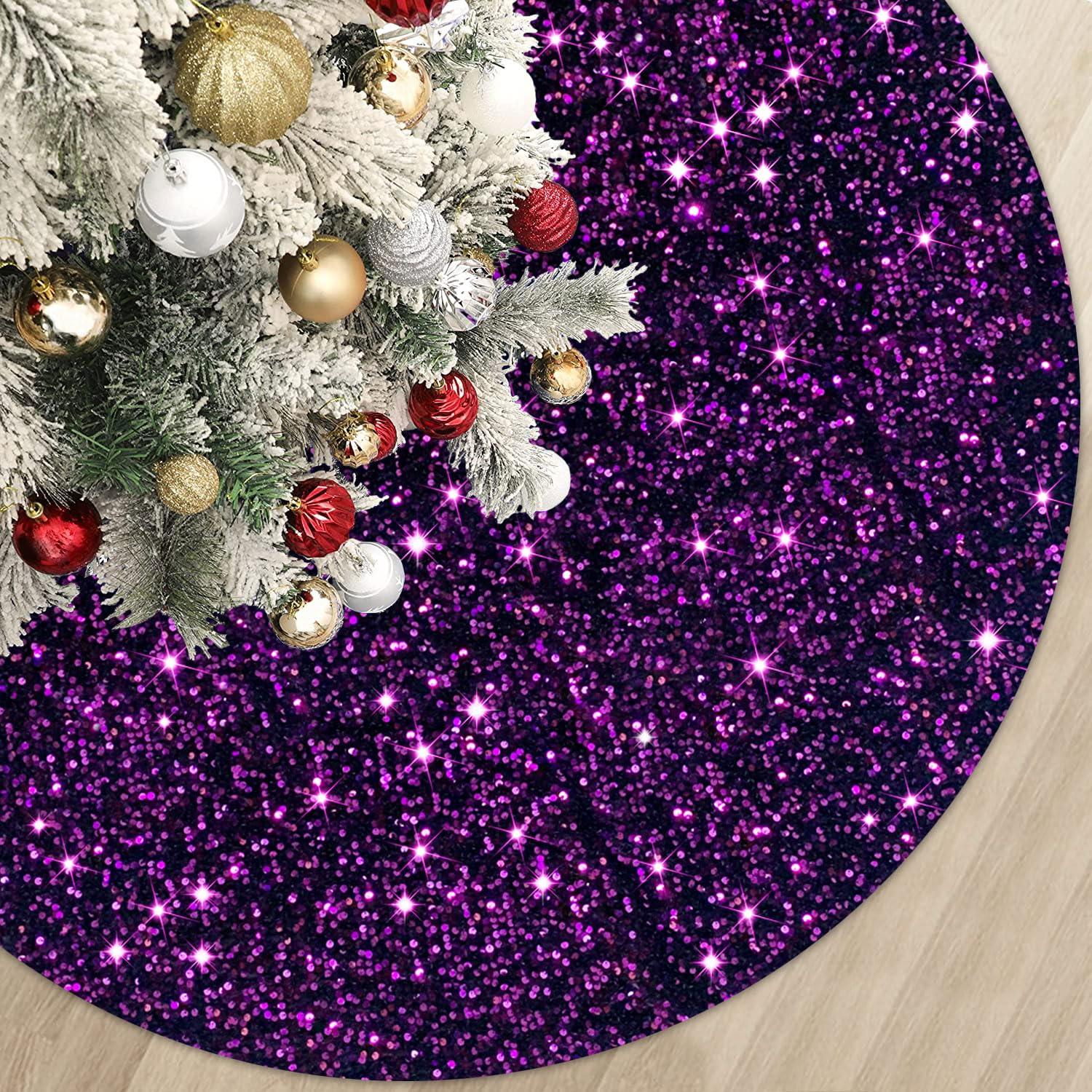 Foto 2 pulgar | Falda Para Árbol De Navidad Modfuns, Terciopelo Morado, 90 Cm De Diámetro - Venta Internacional.