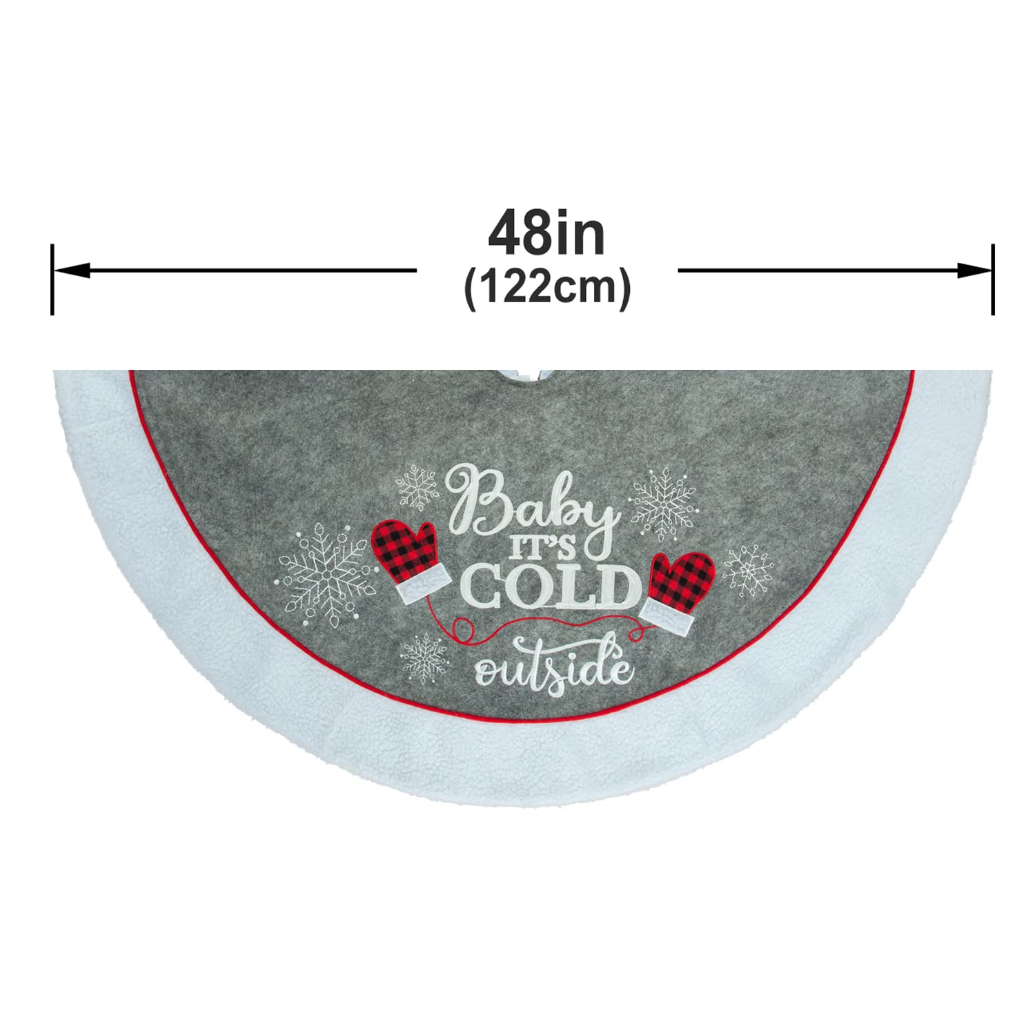 Foto 7 pulgar | Falda Para Árbol De Navidad Xamshor, Doble Capa, 122 Cm, Gris - Venta Internacional.