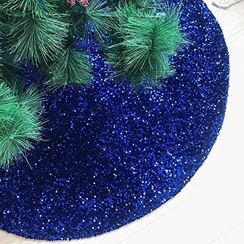 Foto 5 pulgar | Falda De Árbol De Navidad Fuhsy De Terciopelo Azul Real Con Lentejuelas De 46 Pulgadas - Venta Internacional.