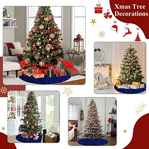 Foto 6 pulgar | Falda De Árbol De Navidad Fuhsy De Terciopelo Azul Real Con Lentejuelas De 46 Pulgadas - Venta Internacional.