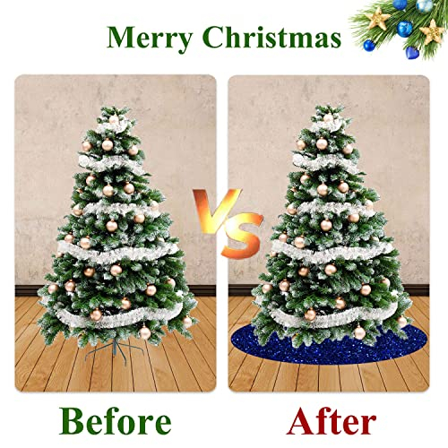 Foto 8 pulgar | Falda De Árbol De Navidad Fuhsy De Terciopelo Azul Real Con Lentejuelas De 46 Pulgadas - Venta Internacional.