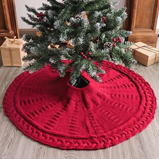 Foto 5 | Falda Para Árbol De Navidad Limbridge, Tejida, 90 Cm, Color Burdeos - Venta Internacional.