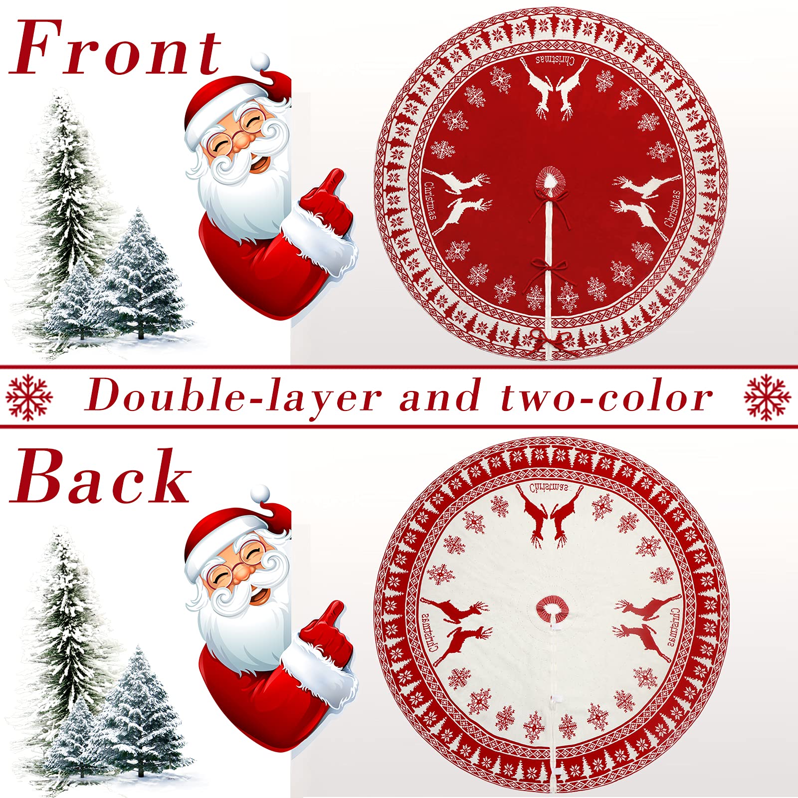 Foto 5 pulgar | Falda Con Forma De Árbol De Navidad, Punto Cálido, 122 Cm, Rojo Y Blanco - Venta Internacional.