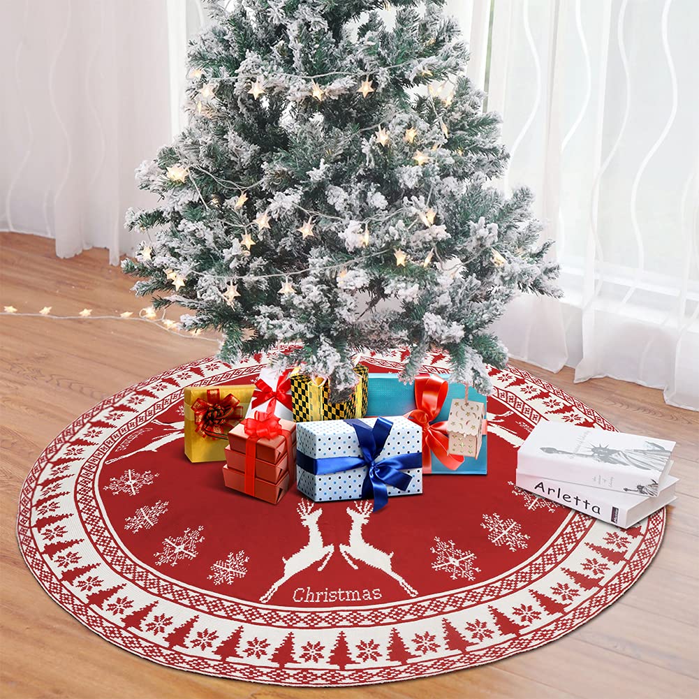Foto 5 | Falda Con Forma De Árbol De Navidad, Punto Cálido, 122 Cm, Rojo Y Blanco - Venta Internacional.