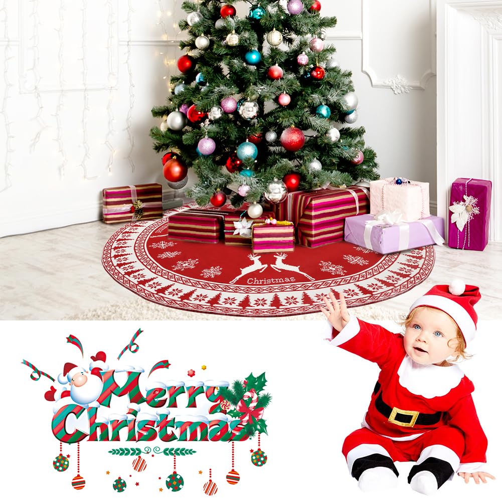 Foto 7 | Falda Con Forma De Árbol De Navidad, Punto Cálido, 122 Cm, Rojo Y Blanco - Venta Internacional.