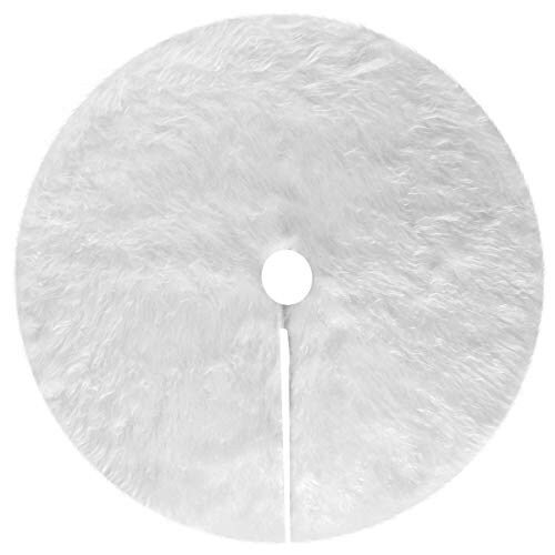 Falda De Felpa Con Forma De Árbol De Navidad Amidaky, Piel Sintética Blanca Como La Nieve, 122 Cm - Venta Internaciona $842