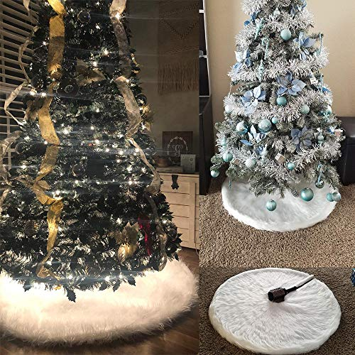 Foto 3 pulgar | Falda De Felpa Con Forma De Árbol De Navidad Amidaky, Piel Sintética Blanca Como La Nieve, 122 Cm - Venta Internaciona