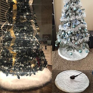 Foto 2 | Falda De Felpa Con Forma De Árbol De Navidad Amidaky, Piel Sintética Blanca Como La Nieve, 122 Cm - Venta Internaciona