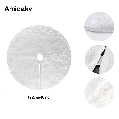 Foto 4 pulgar | Falda De Felpa Con Forma De Árbol De Navidad Amidaky, Piel Sintética Blanca Como La Nieve, 122 Cm - Venta Internaciona